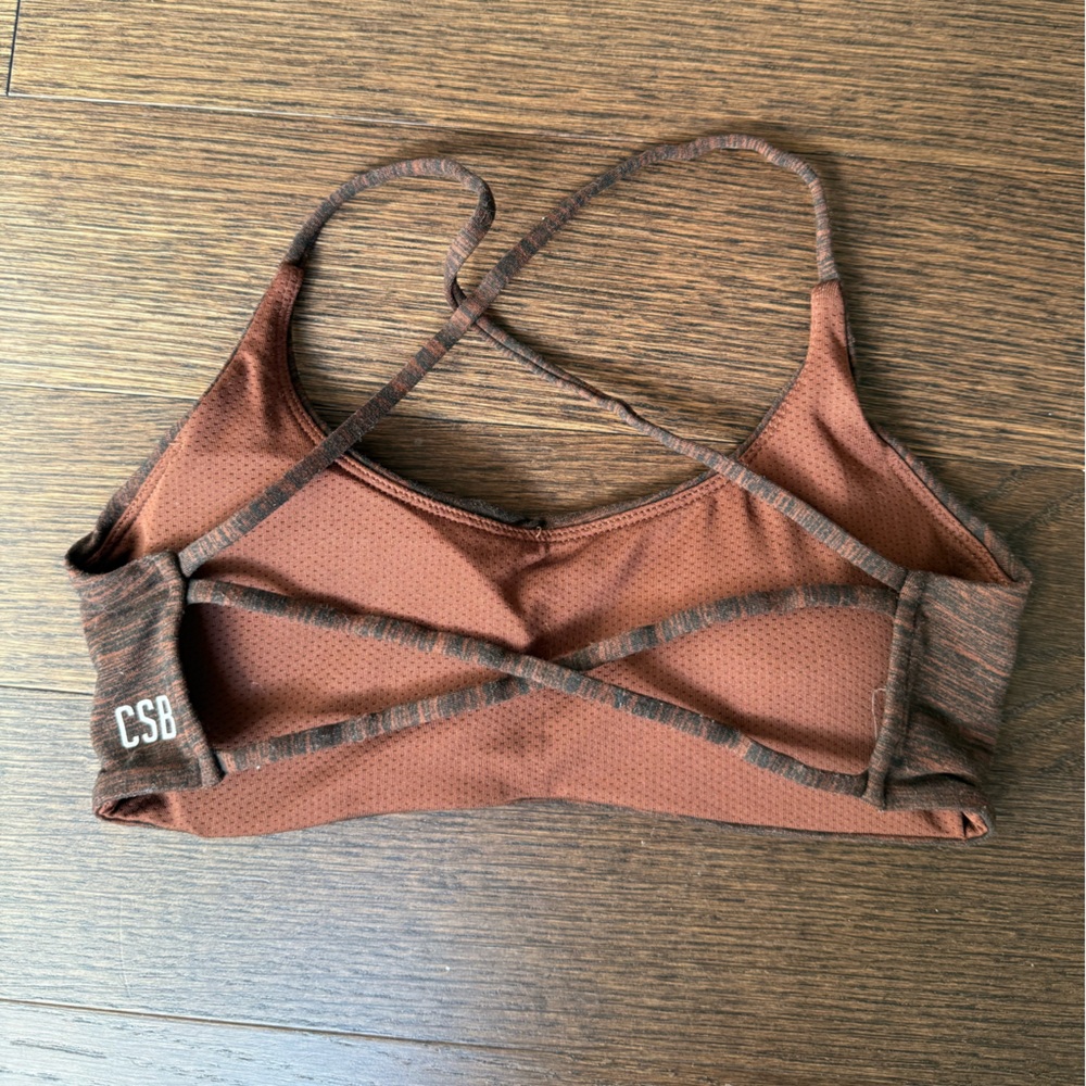 Crop Shop Boutique Espresso Marl Strappy Lexi Crop Sports Bra